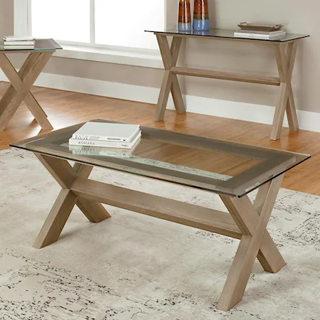 Contemporary Cocktail Table with Glass Top